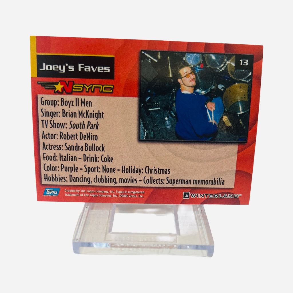 Card #13 - Joey's Faves - Back (Group: Boyz II Men, Singer: Brian McKnight, TV: South Park)