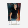 NSYNC Trading Card #16 Front – Lance Bass Black Polo Frosted Tips Smiling Dark Teal Red Background 2000 Topps Winterland