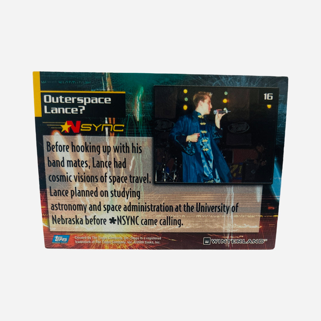NSYNC Trading Card #16 Back – Outerspace Lance Astronomy University of Nebraska Space Travel Fun Fact 2000 Topps Winterland