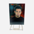 NSYNC Trading Card #18 Front – Chris Kirkpatrick Spiky Dark Hair Goatee Black Sweater Close-Up Portrait Dark Teal Red Background 2000 Topps Winterland