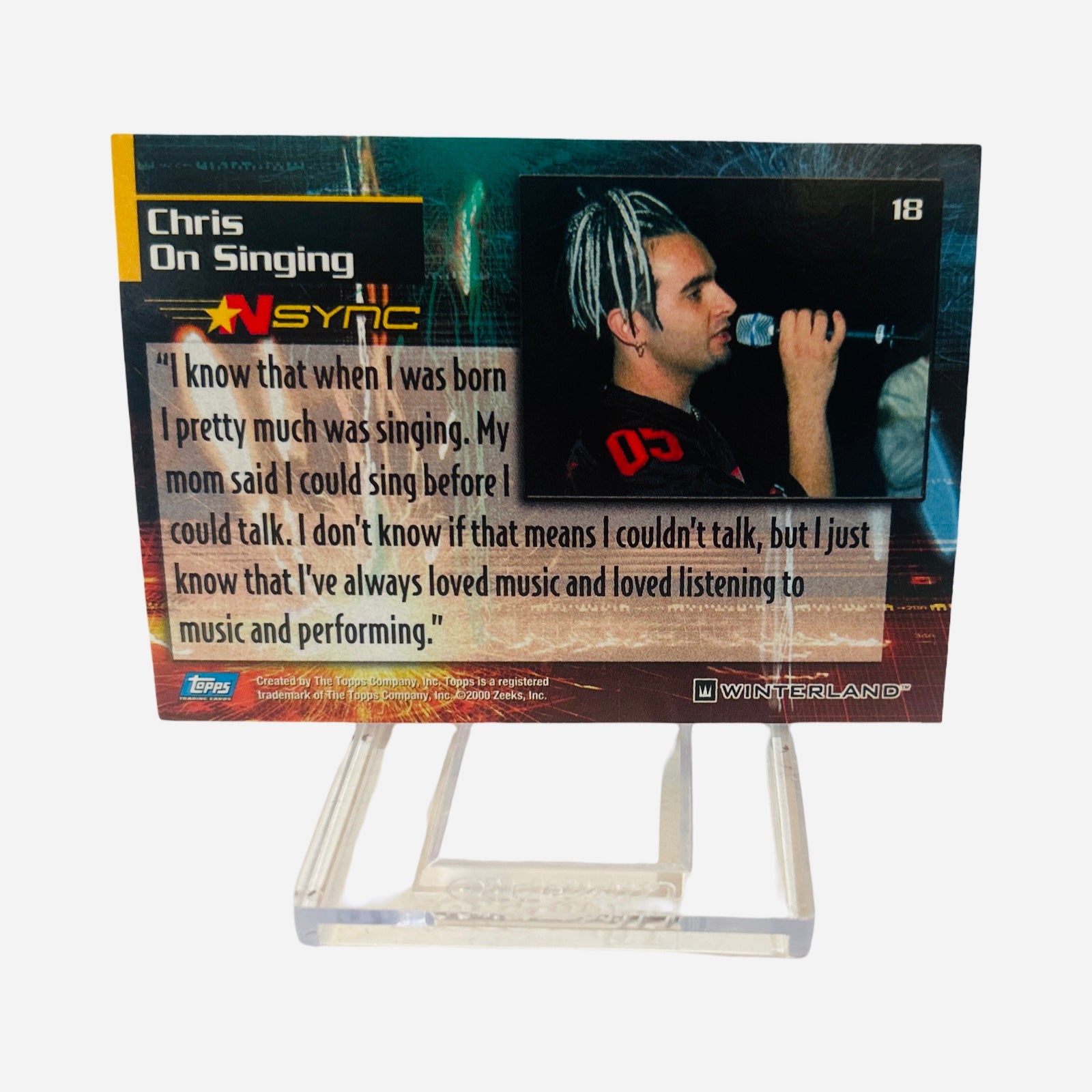 Card #18 - Chris Kirkpatrick - Back (Chris On Singing)