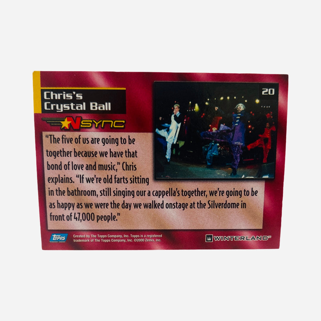 NSYNC Trading Card #20 Back – Chris Crystal Ball Quote Silverdome 47000 People A Cappella Bond Love Music 2000 Topps Winterland