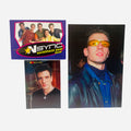 NSYNC 3-Piece Set – 4x6 JC Chasez Blue Leather Jacket Amber Sunglasses, Backstage Pass Game Card, Trading Card #19 JC Black V-Neck Coin Necklace 2000 Topps Winterland