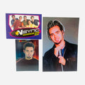 NSYNC 3-Piece Set – 4x6 Chris Kirkpatrick Black Leather Jacket Silver Chain Microphone, Backstage Pass Game Card, Trading Card #18 Chris Spiky Hair Goatee Black Turtleneck 2000 Topps Winterland