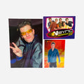 NSYNC 3-Piece Set – 4x6 JC Chasez Black Leather Jacket Grey Top Yellow Wraparound Sunglasses Peace Sign Playful Smirk, Backstage Pass Game Card, Trading Card #29 JC Blue Satin Shirt 2000 Topps Winterland