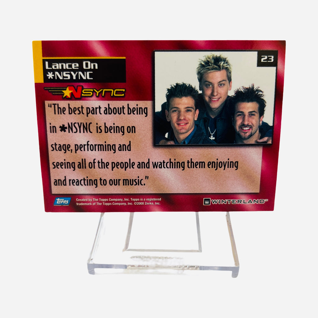 NSYNC Trading Card #23 Back – Lance On NSYNC Quote Best Part Being On Stage Performing Seeing People Enjoying Reacting Music 2000 Topps Winterland