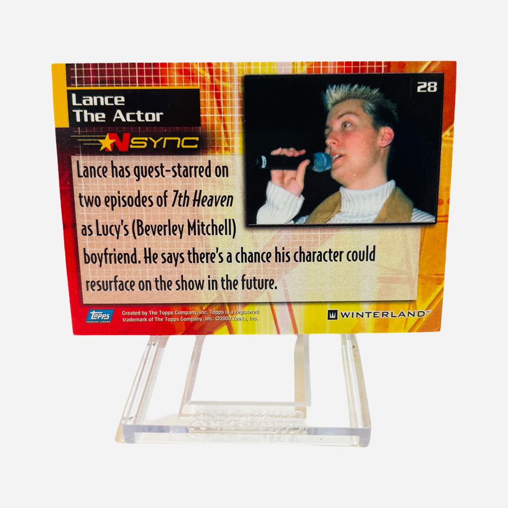 NSYNC Trading Card #28 Back – Lance The Actor 7th Heaven Guest Star Lucy Beverley Mitchell Boyfriend Character Resurface 2000 Topps Winterland