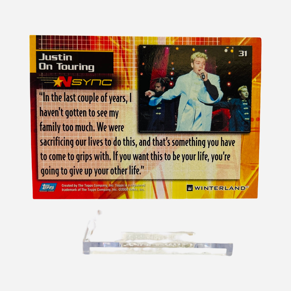 NSYNC #31 Justin On Touring Trading Card Back – Topps Winterland 2000