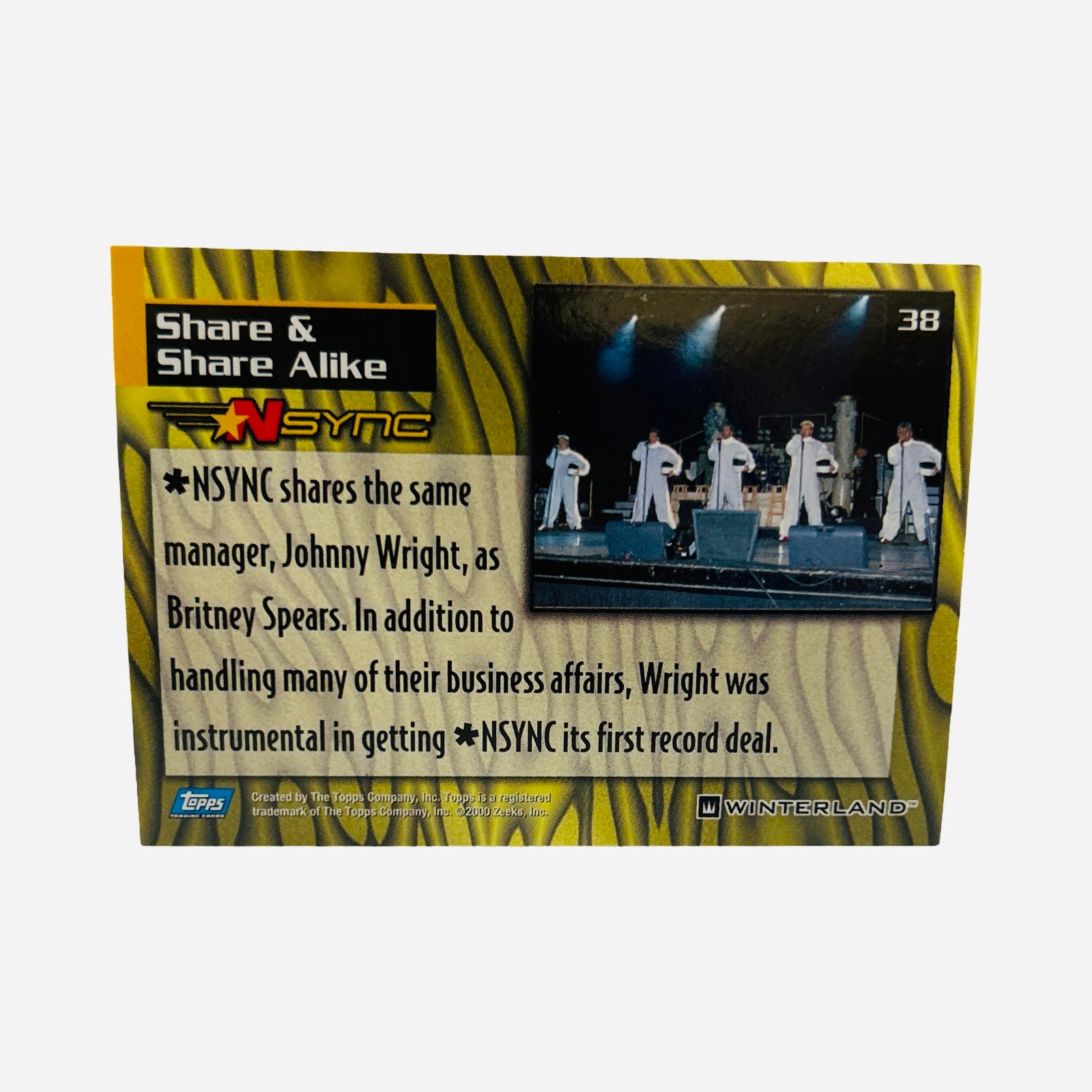 NSYNC #38 Share & Share Alike Trading Card Back – Topps Winterland 2000
