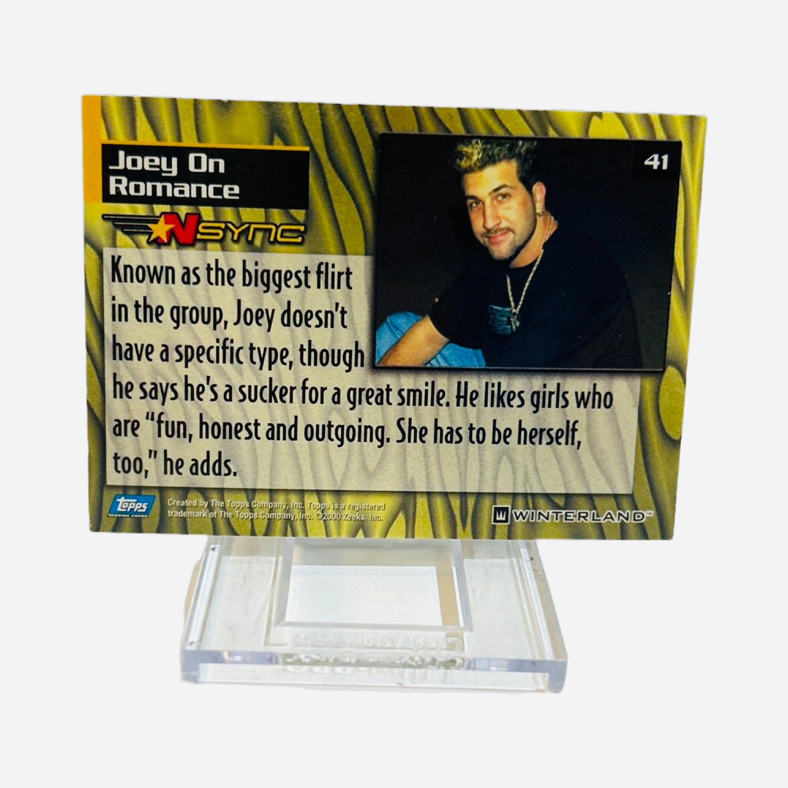 Card #41 - Back (Joey On Romance - biggest flirt, sucker for a great smile)