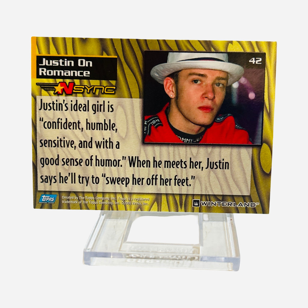 NSYNC #42 Justin On Romance Trading Card Back – Topps Winterland 2000