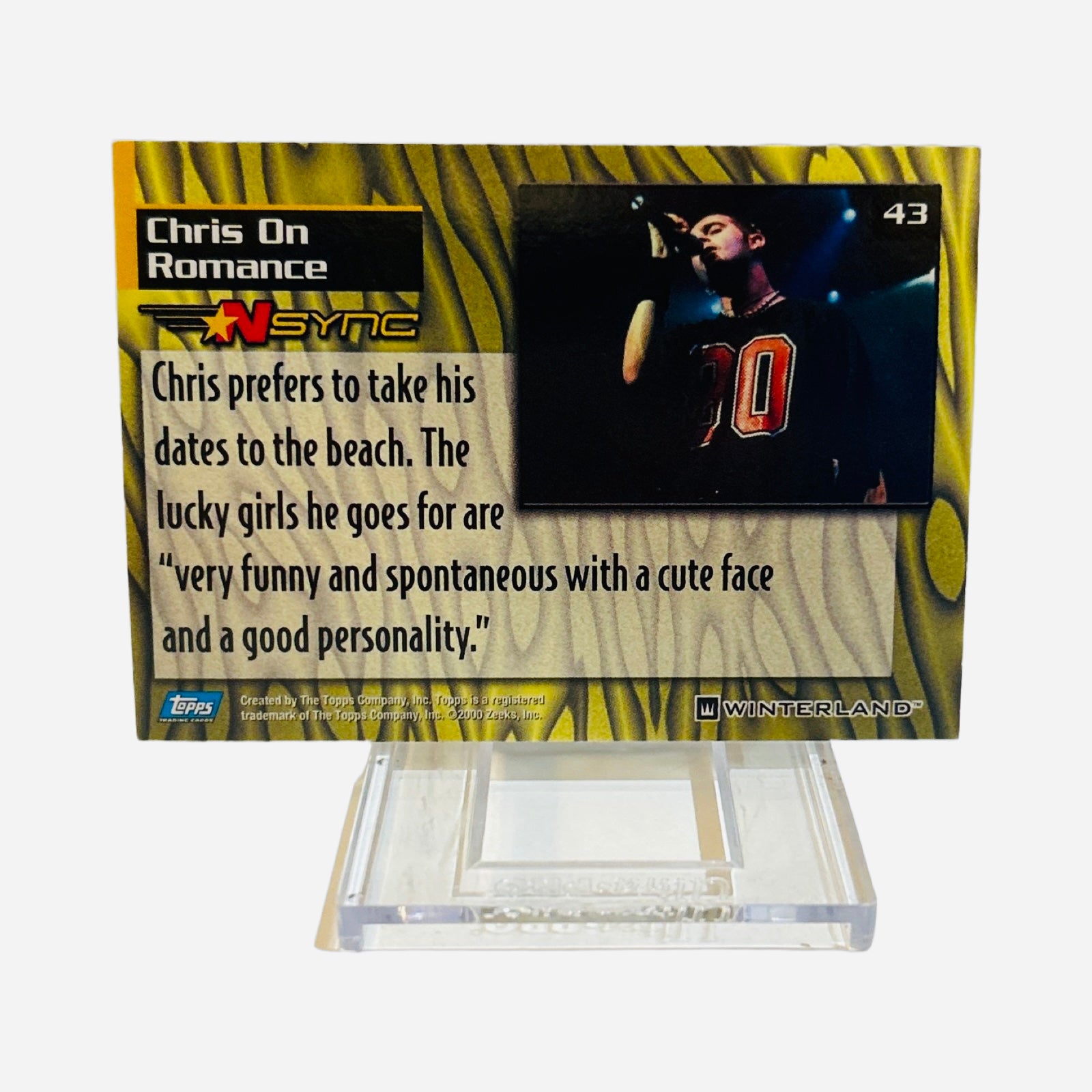NSYNC Trading Card #43 Chris On Romance Back – Beach Date Quote Topps Winterland 2000