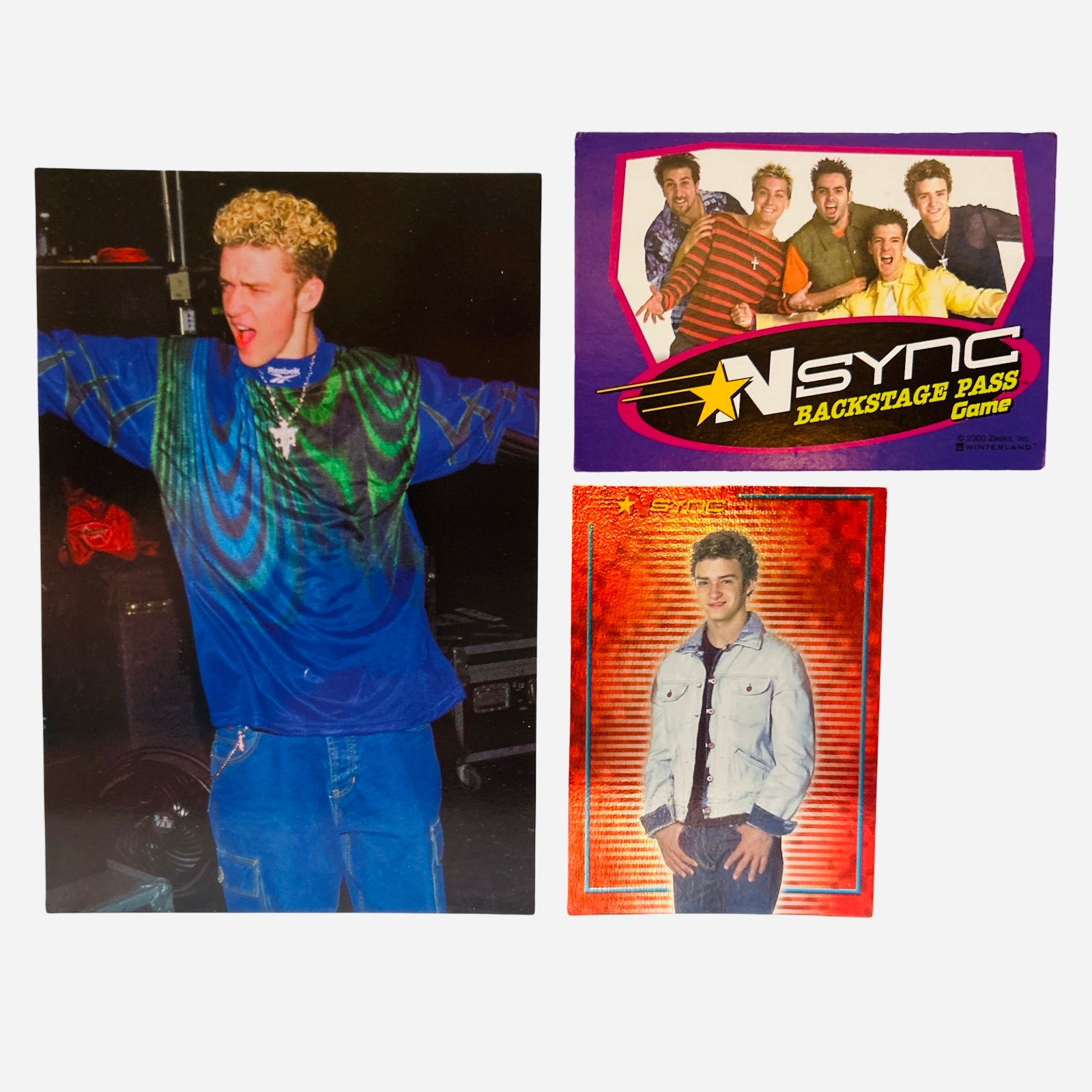 NSYNC 3-Piece Set – Justin Backstage Photo, Backstage Pass Game Card, Trading Card #45