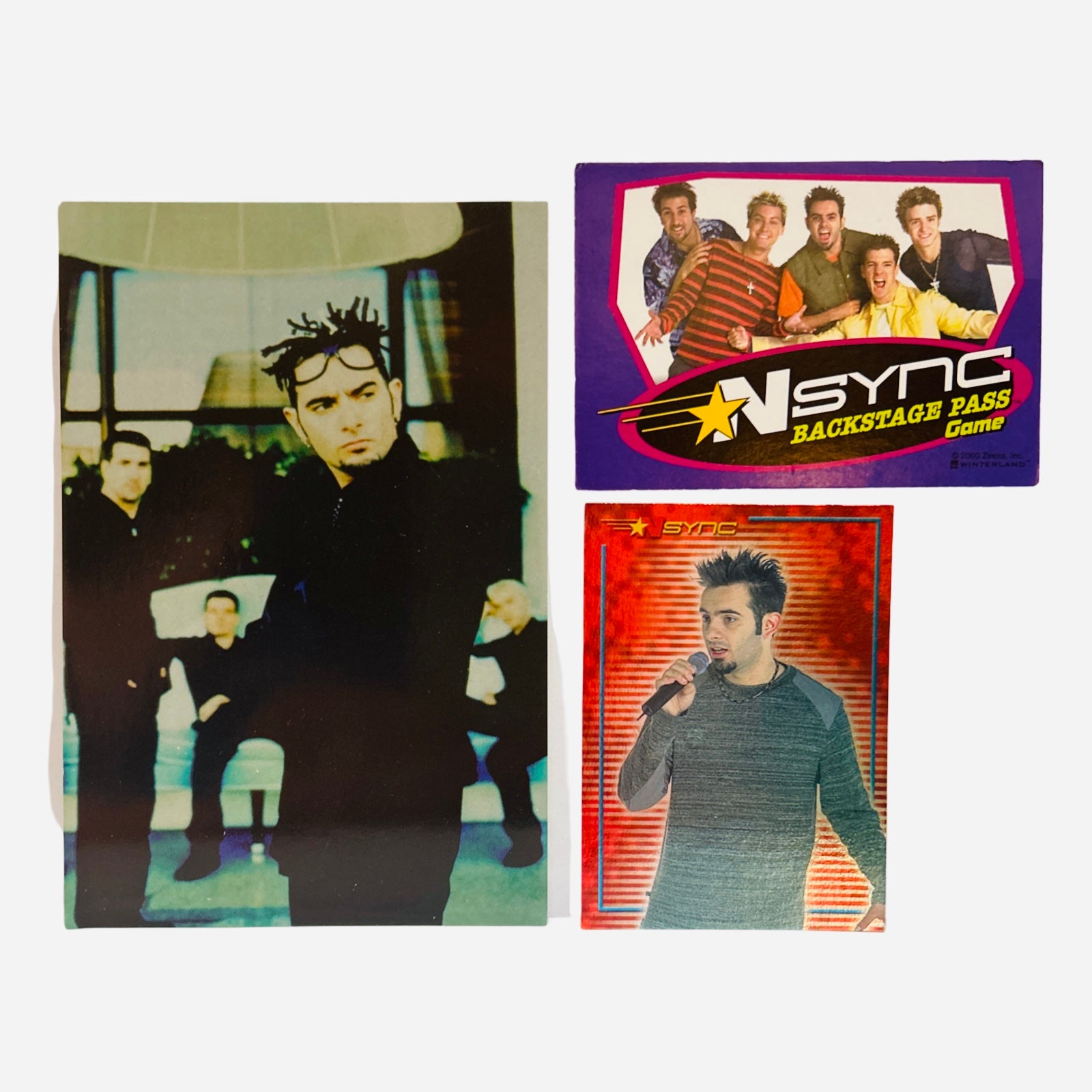 NSYNC 3-Piece Set – Chris Performance Photo, Backstage Pass Game Card, Trading Card #47