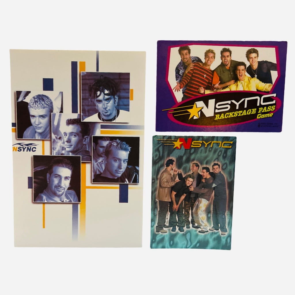 NSYNC 3-Piece Set – Group Collage Photo, Backstage Pass Game Card, Checklist Trading Card #50