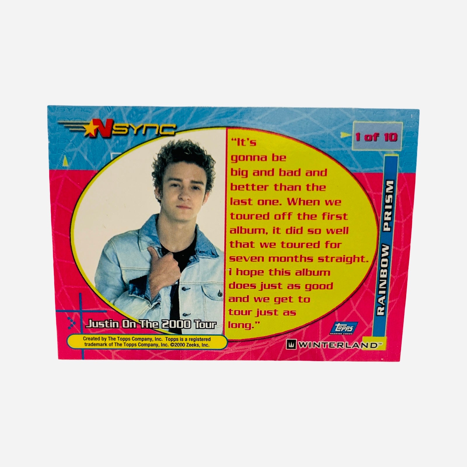 Justin Timberlake 2000 NSYNC Rainbow Prism Trading Card #1