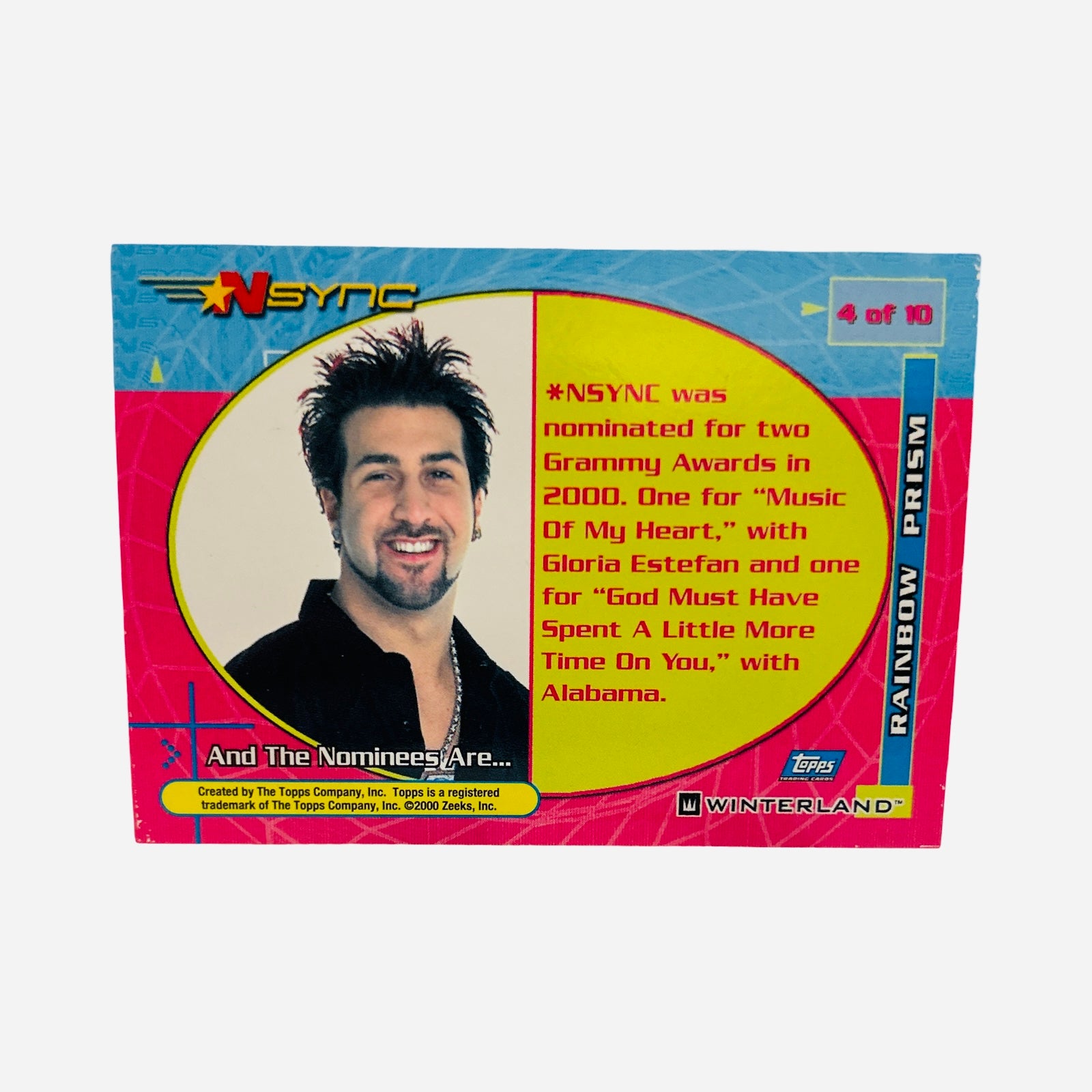 Joey Fatone 2000 NSYNC Rainbow Prism Trading Card #4 - Back