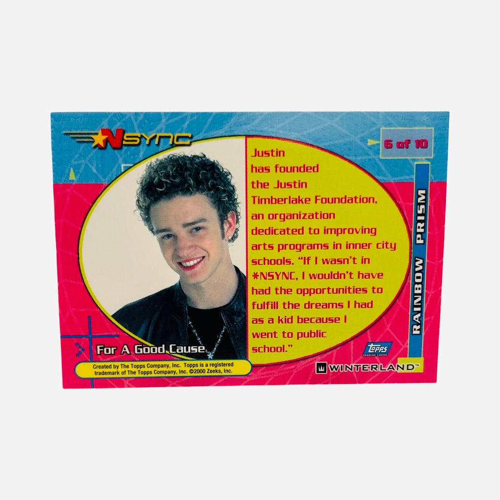Justin Timberlake 2000 NSYNC Rainbow Prism Trading Card #6 - Back