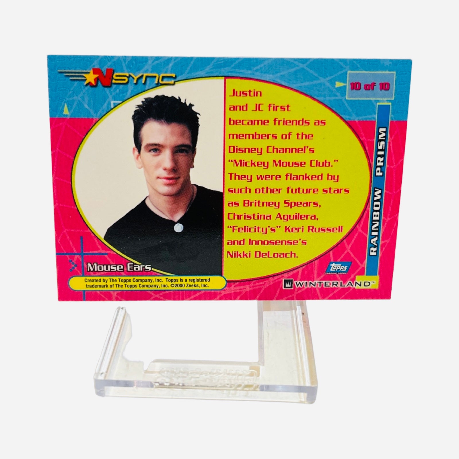 JC Chasez 2000 NSYNC Rainbow Prism Trading Card #10 - Back