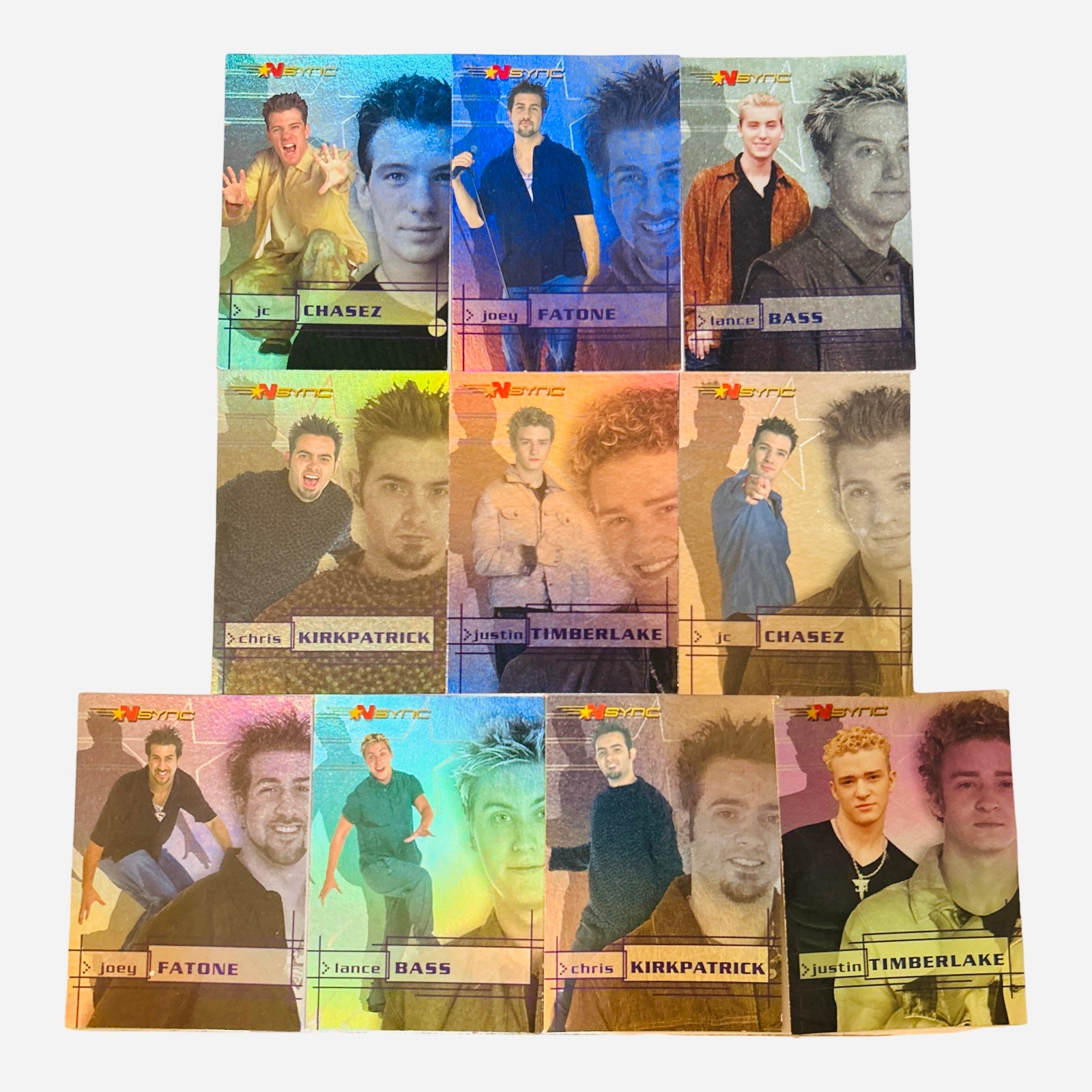 NSYNC 2000 Rainbow Prism Trading Card Complete Set #1-10 - All 10 Cards