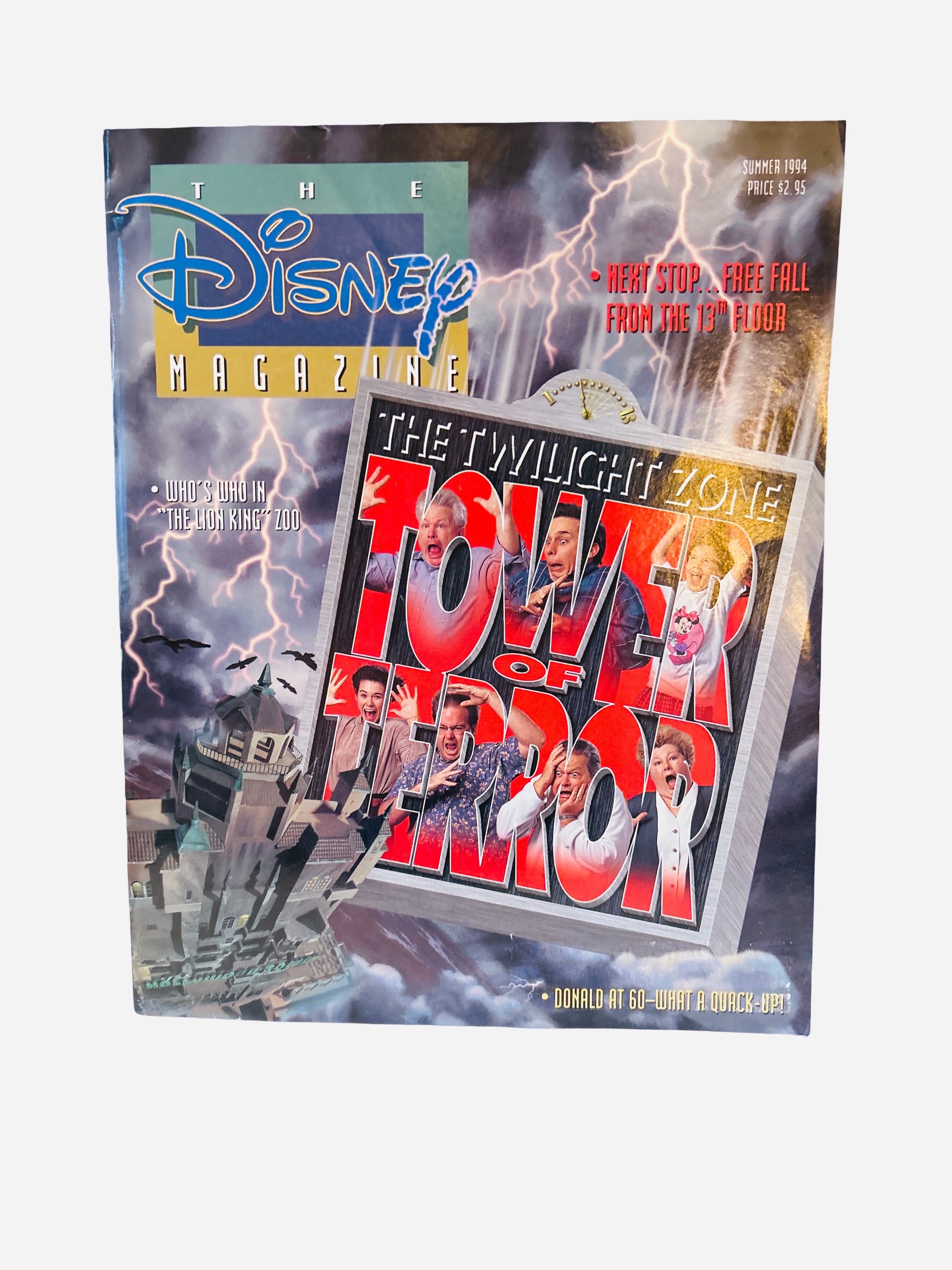 The Disney Magazine Summer 1994 - Cover featuring The Twilight Zone Tower of Terror grand opening at Disney-MGM Studios with lightning storm backdrop