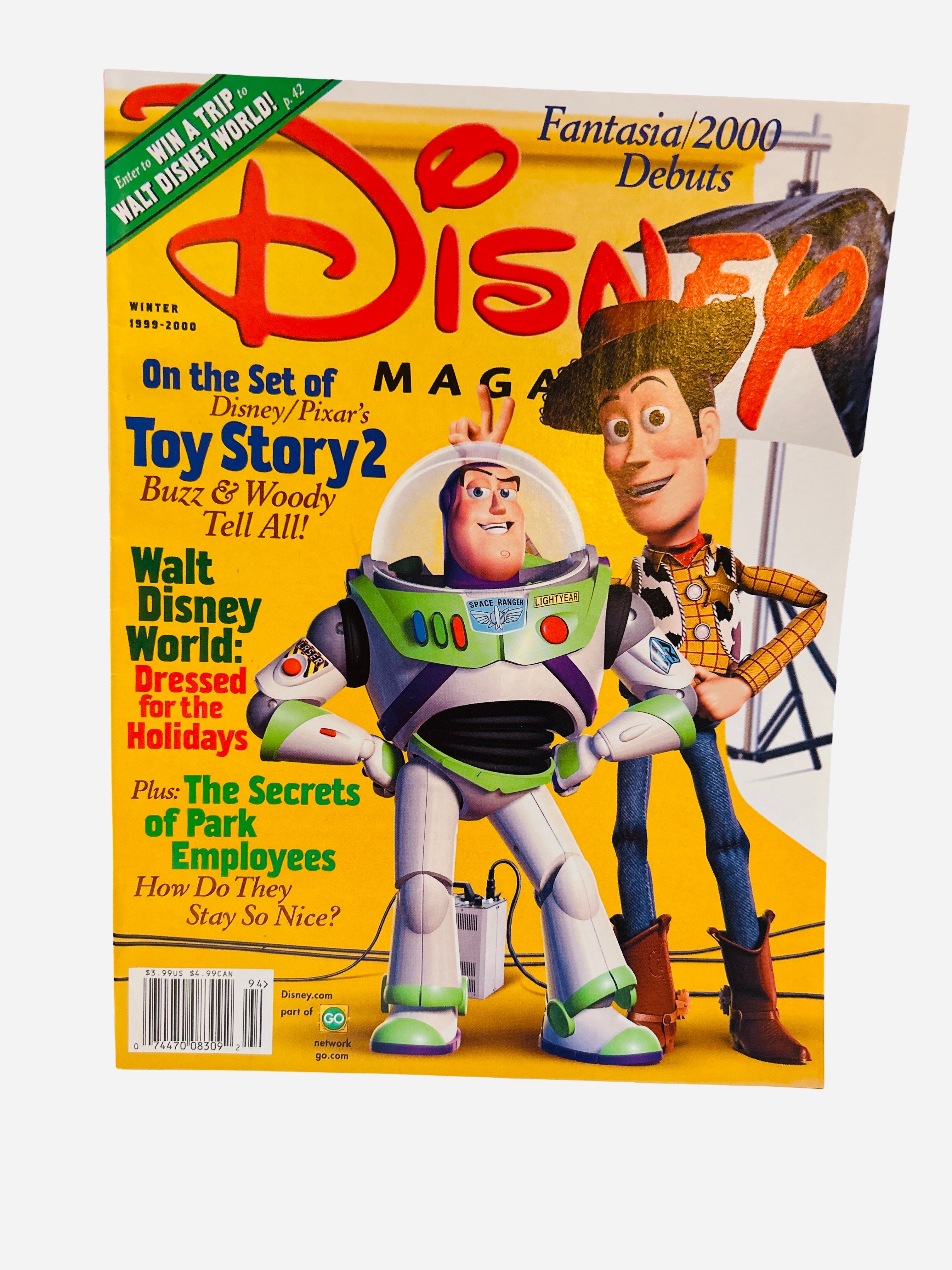 Disney Magazine Winter 1999-2000 - Cover featuring Buzz Lightyear and Woody from Toy Story 2 on yellow background