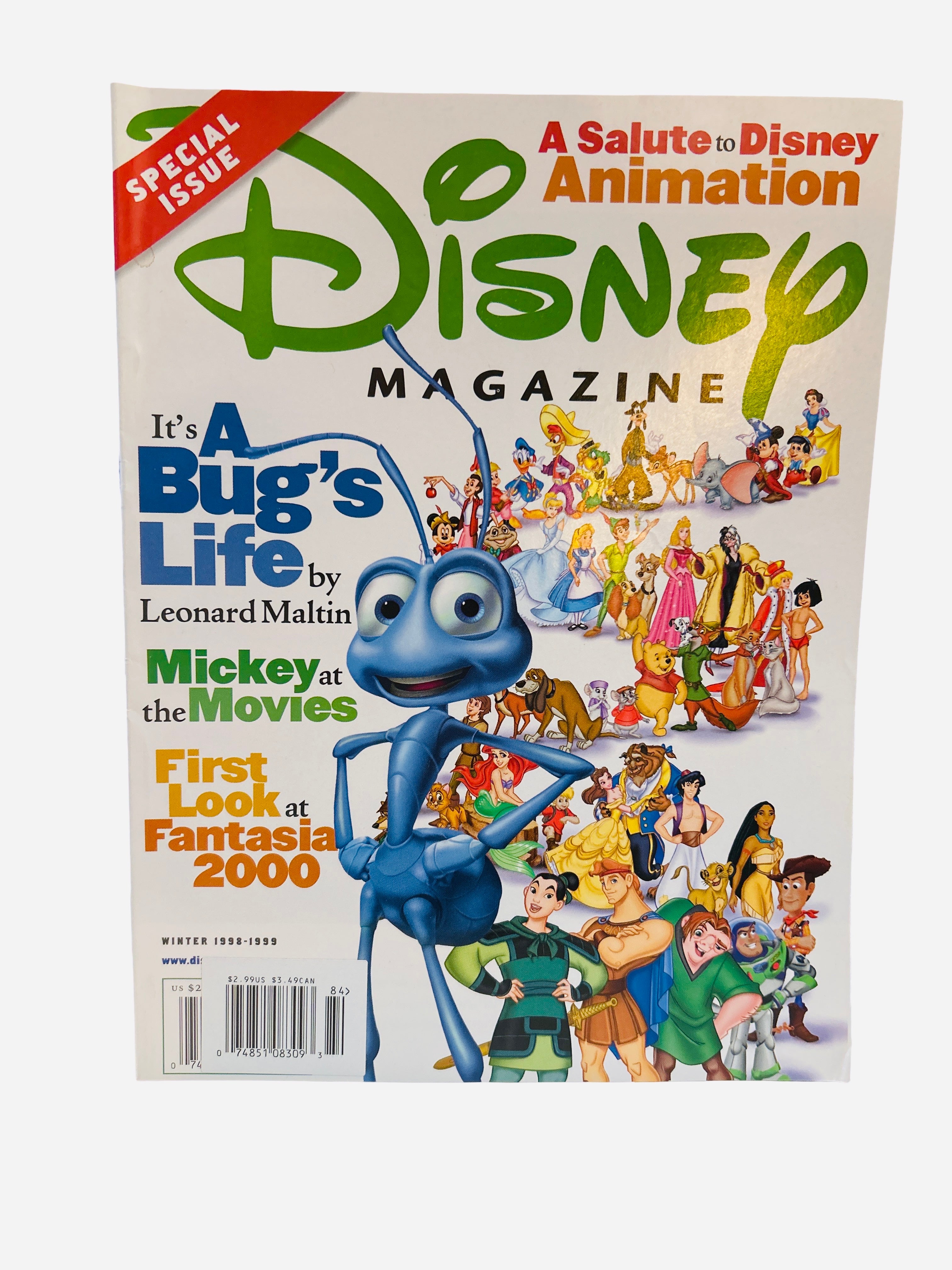 Disney Magazine Winter 1998-1999 A Bug's Life Special Issue - Cover featuring Flik and Disney Animation characters