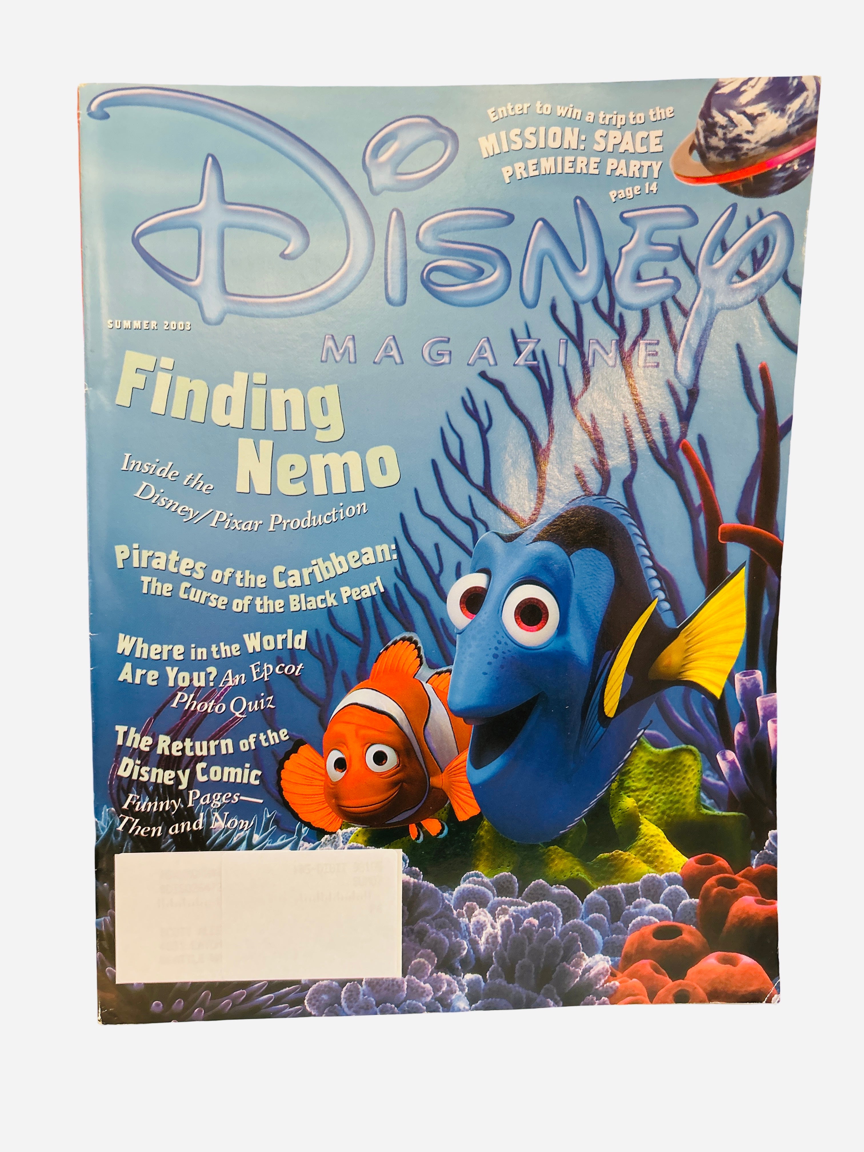 Disney Magazine Summer 2003 - Cover featuring Nemo and Dory from Finding Nemo swimming in a coral reef underwater scene