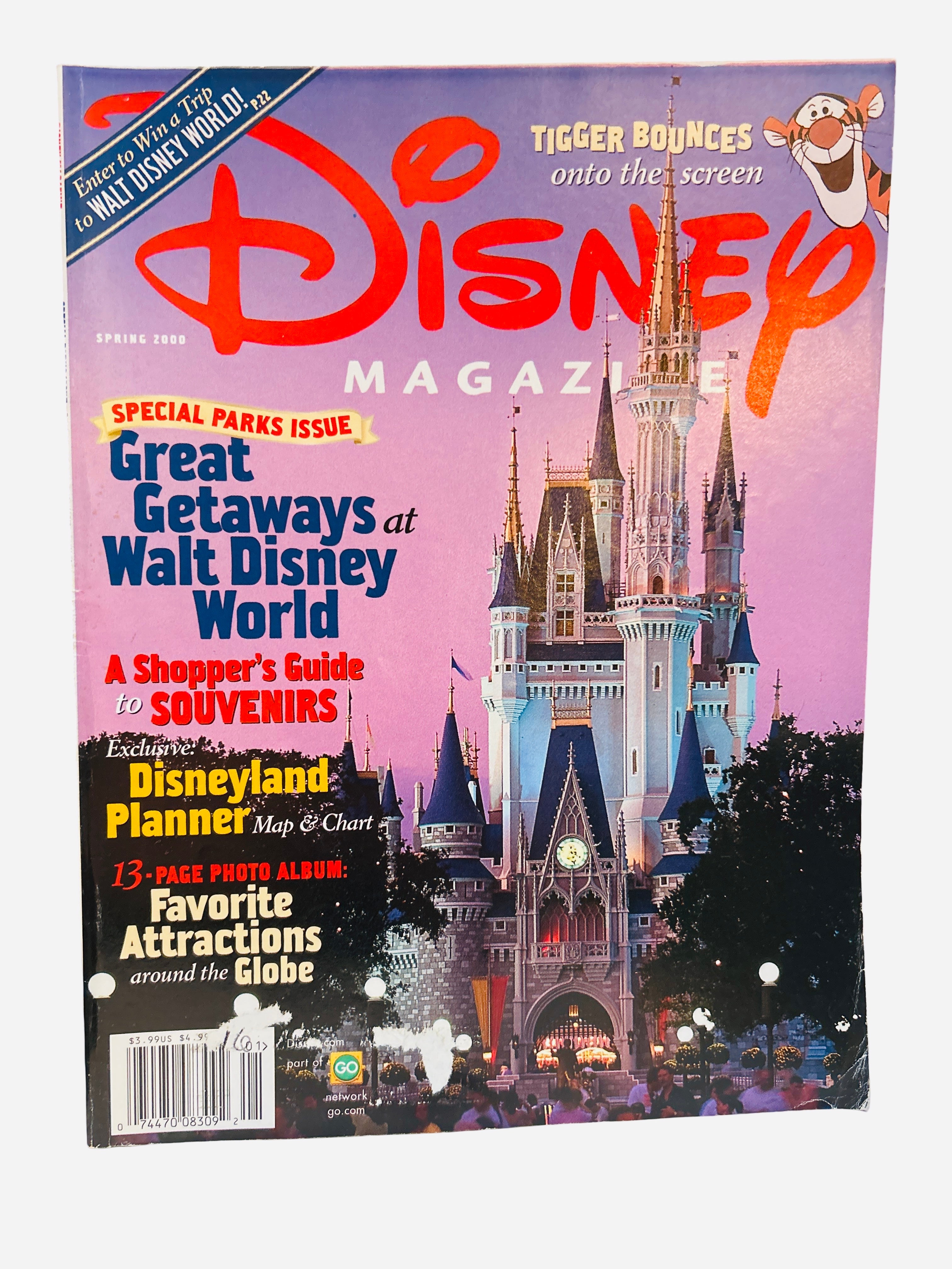 Disney Magazine Spring 2000 Special Parks Issue - Cover featuring Cinderella Castle at dusk with Tigger, price sticker variant
