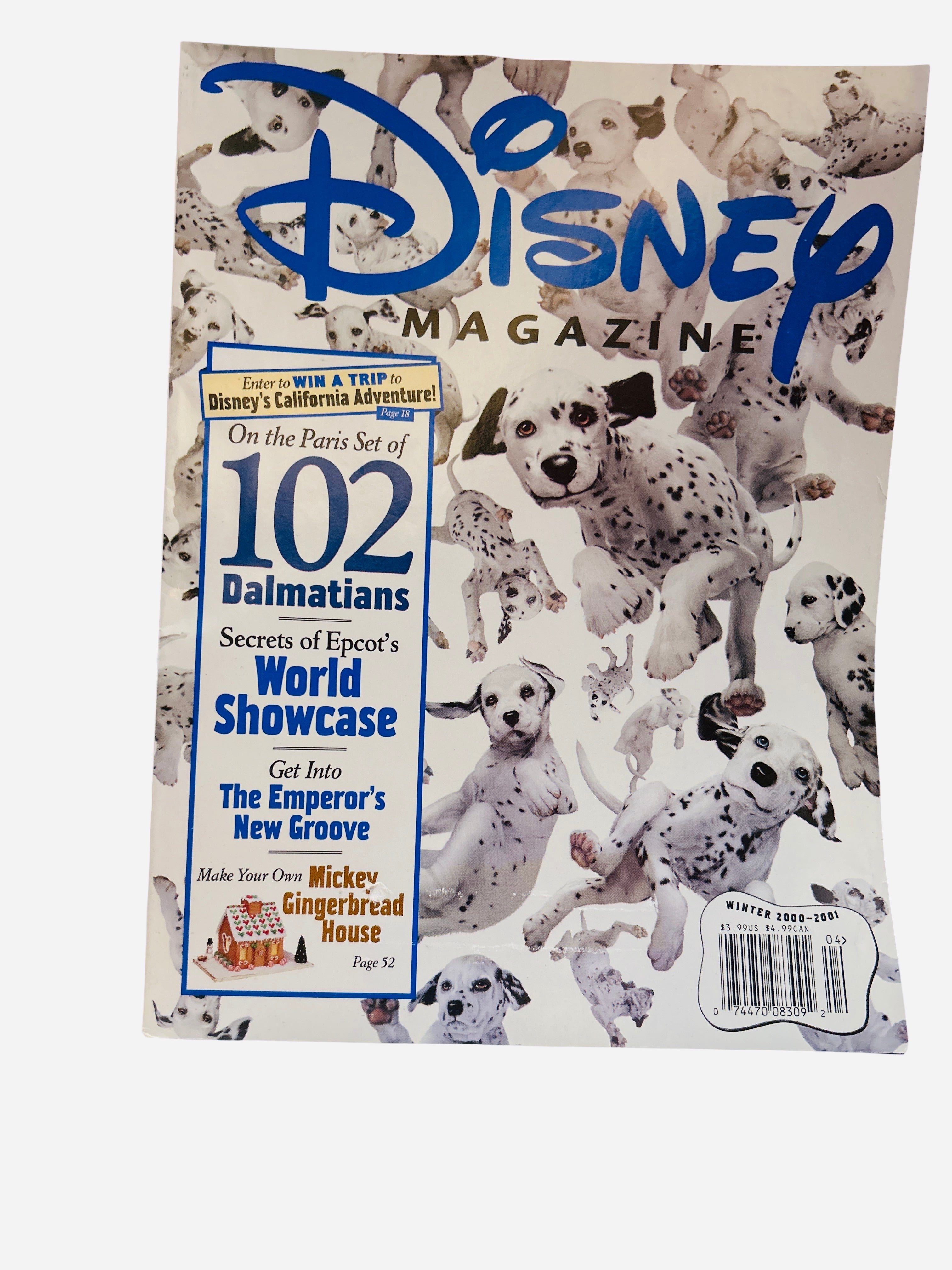 Disney Magazine Winter 2000-2001 - Cover featuring Dalmatian puppies from 102 Dalmatians on white background