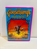 Goosebumps Shocker on Shock Street DVD in a purple case with blue cover and giant insect artwork