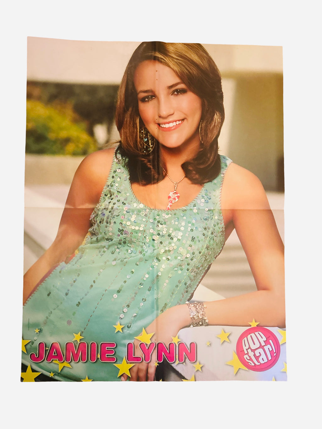 Jamie Lynn Spears Pop Star! magazine poster 16x20.5 teal sequin top gold stars