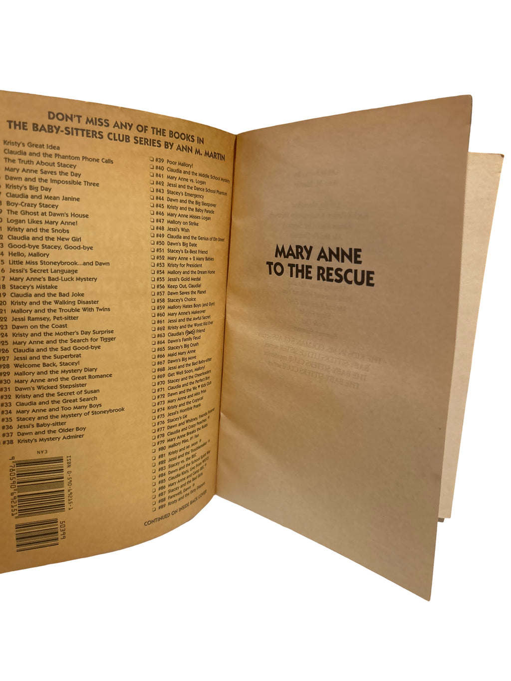 The Baby-Sitters Club #109: Mary Anne to the Rescue – Interior title page