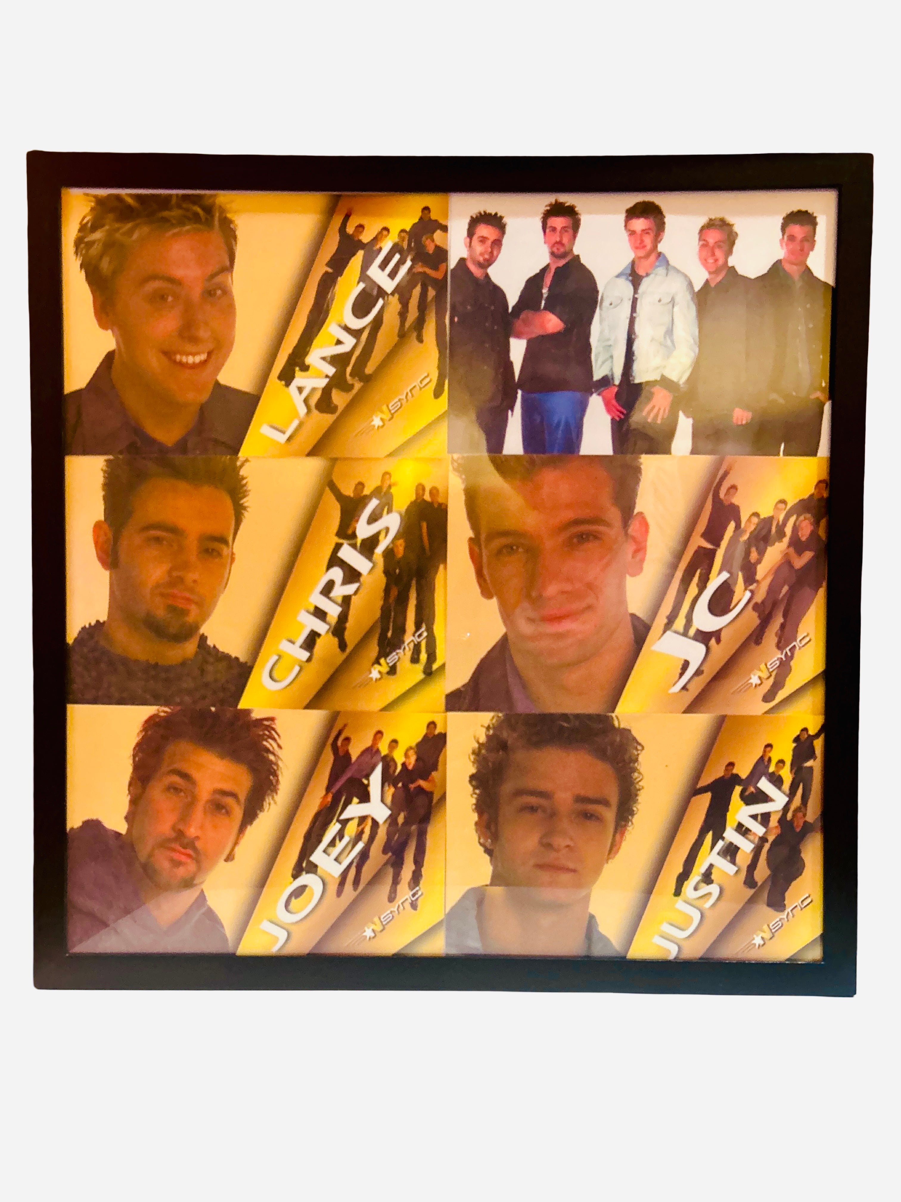 *NSYNC Panini 6-panel photo picture frame from 2000 featuring Lance Bass, Chris Kirkpatrick, JC Chasez, Joey Fatone, and Justin Timberlake