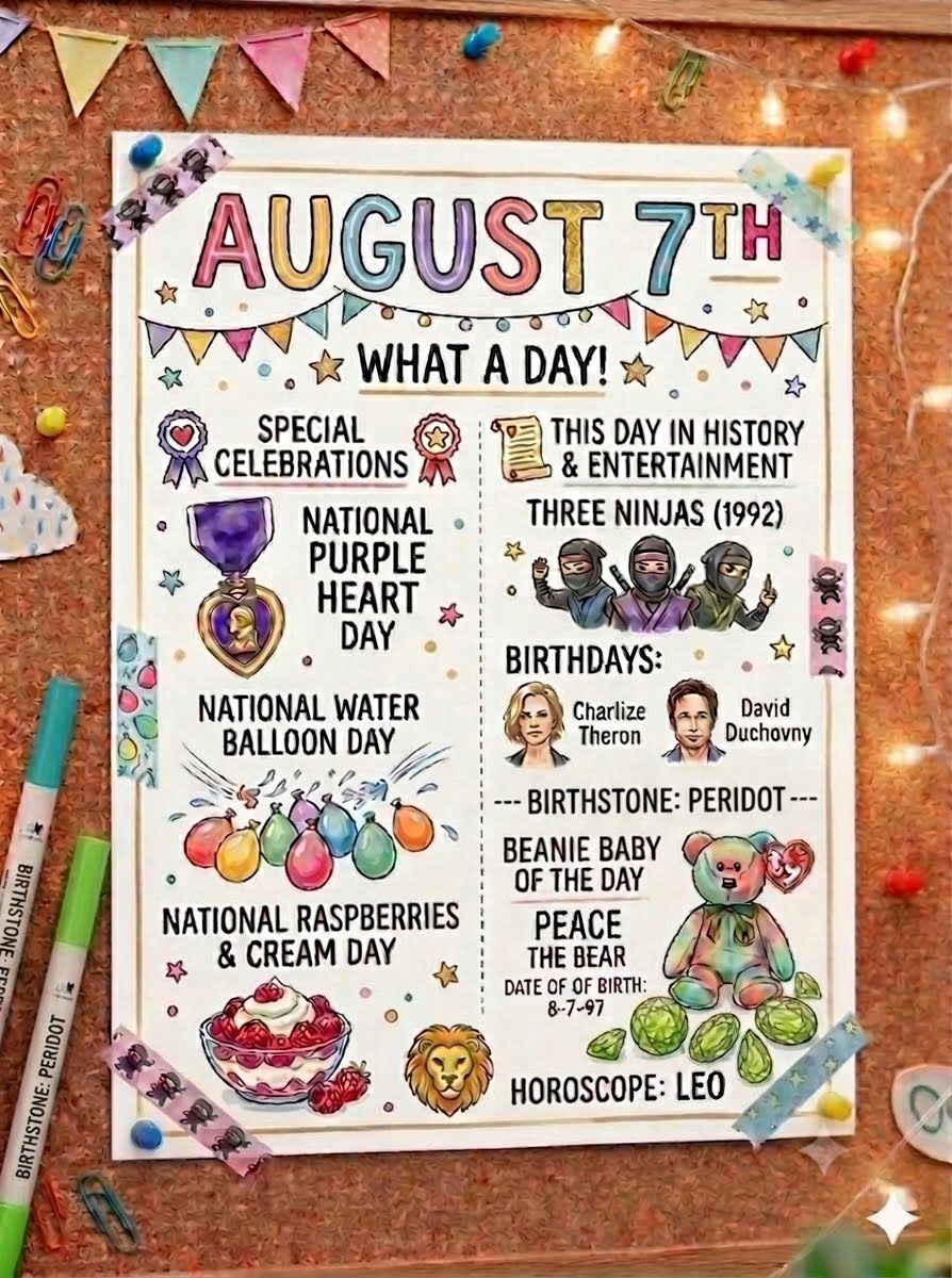 August 7th What a Day birthday date print 8.5x11