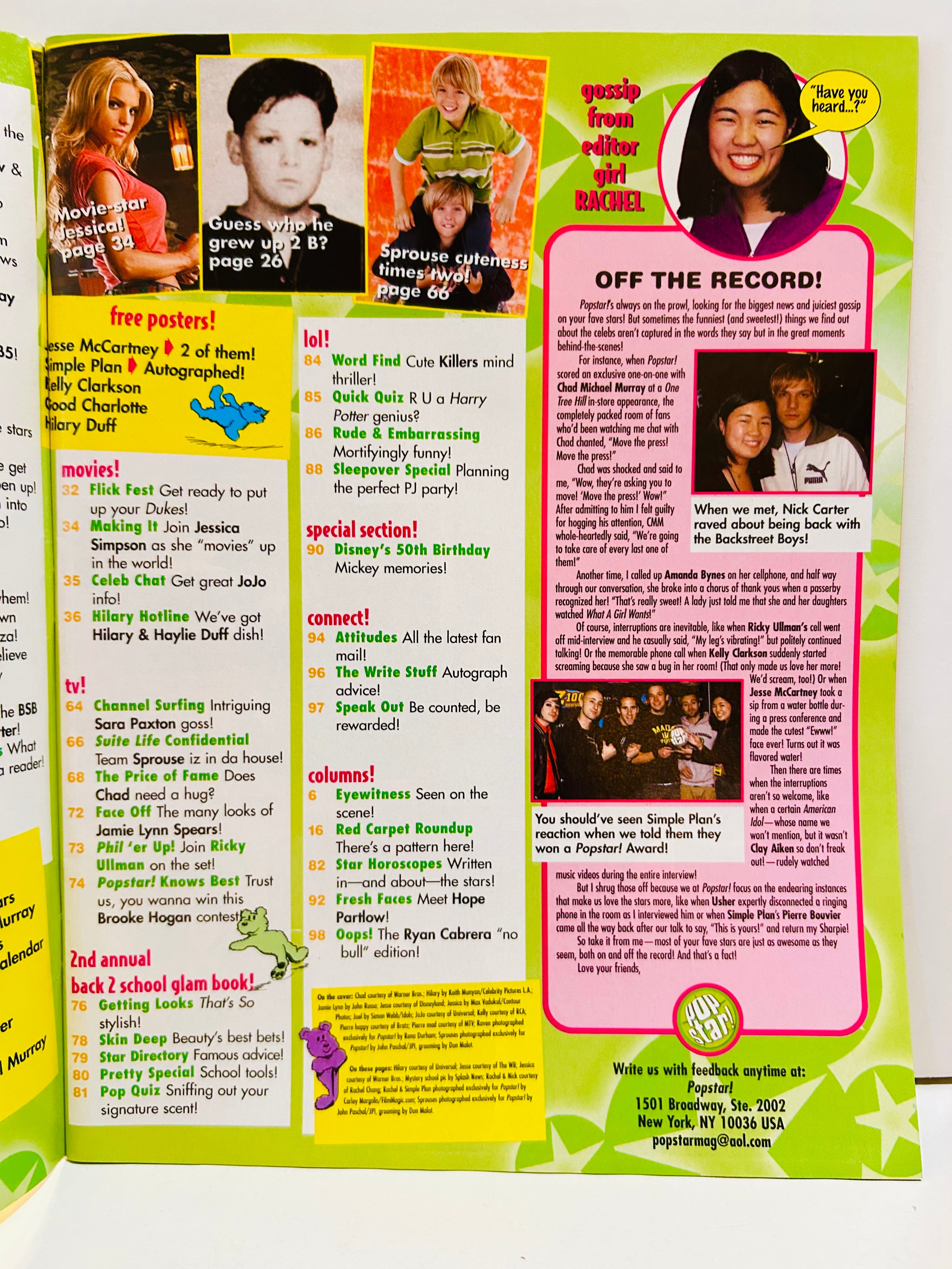 Pop Star! Magazine September 2005 interior gossip pages