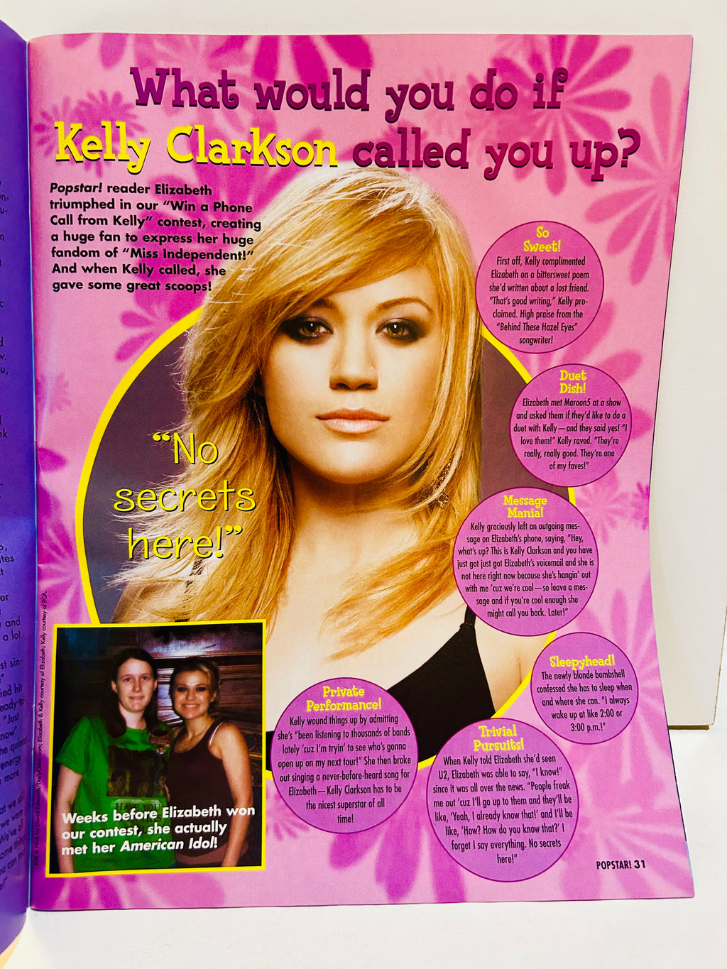 Kelly Clarkson feature Pop Star! Magazine September 2005