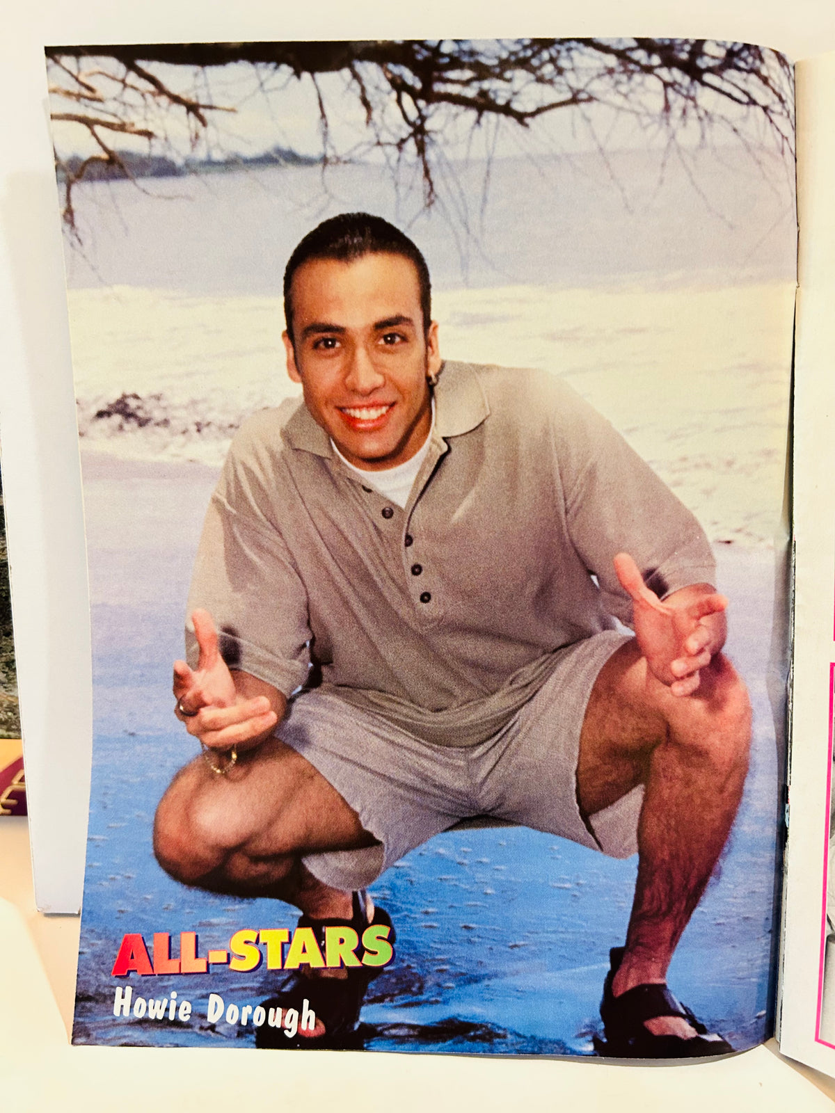 Howie Dorough Backstreet Boys beach peace sign pin-up back – Teen Beat All-Stars Summer 1999