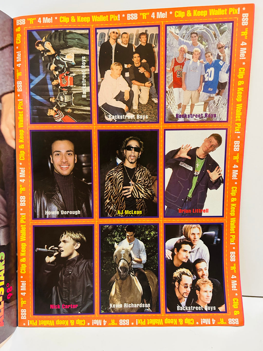 BSB R 4 Me Clip & Keep Wallet Pix 9-panel grid – Teen Beat All-Stars Summer 1999