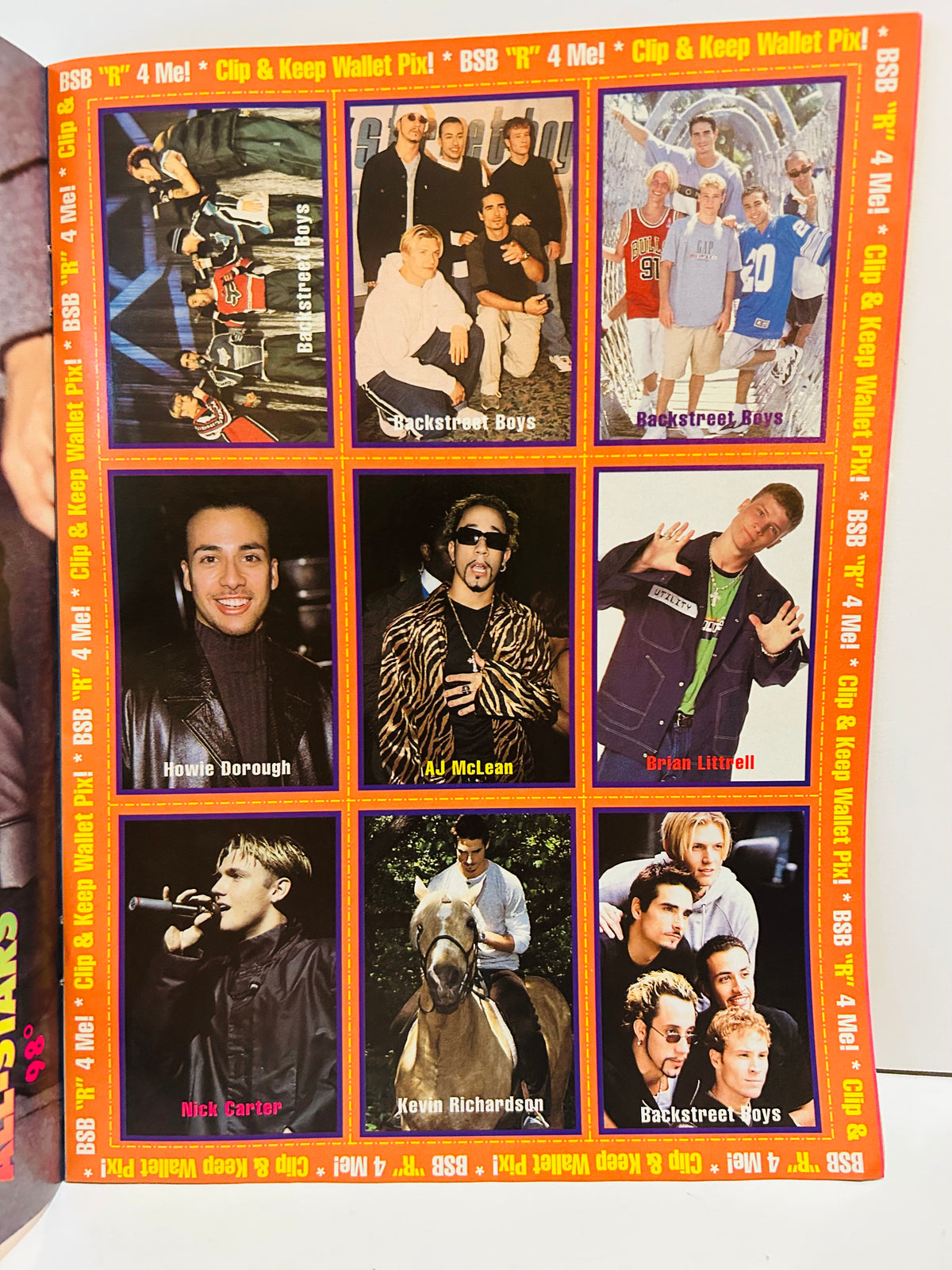 BSB R 4 Me Clip & Keep Wallet Pix 9-panel grid – Teen Beat All-Stars Summer 1999