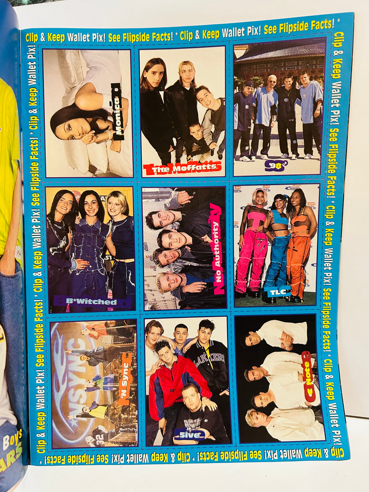 Clip & Keep Wallet Pix 9-panel grid – Teen Beat All-Stars Summer 1999
