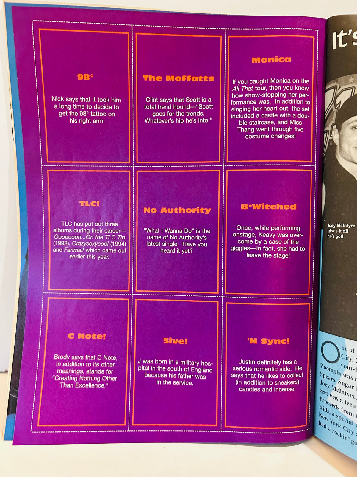 Flipside Facts purple trivia page – Teen Beat All-Stars Summer 1999
