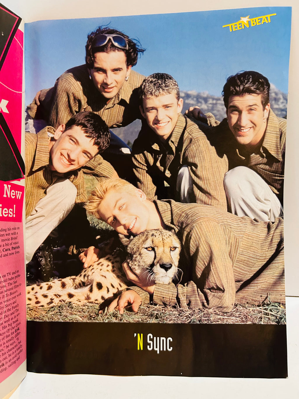 NSYNC with cheetah All-Stars pin-up page Teen Beat September 1999