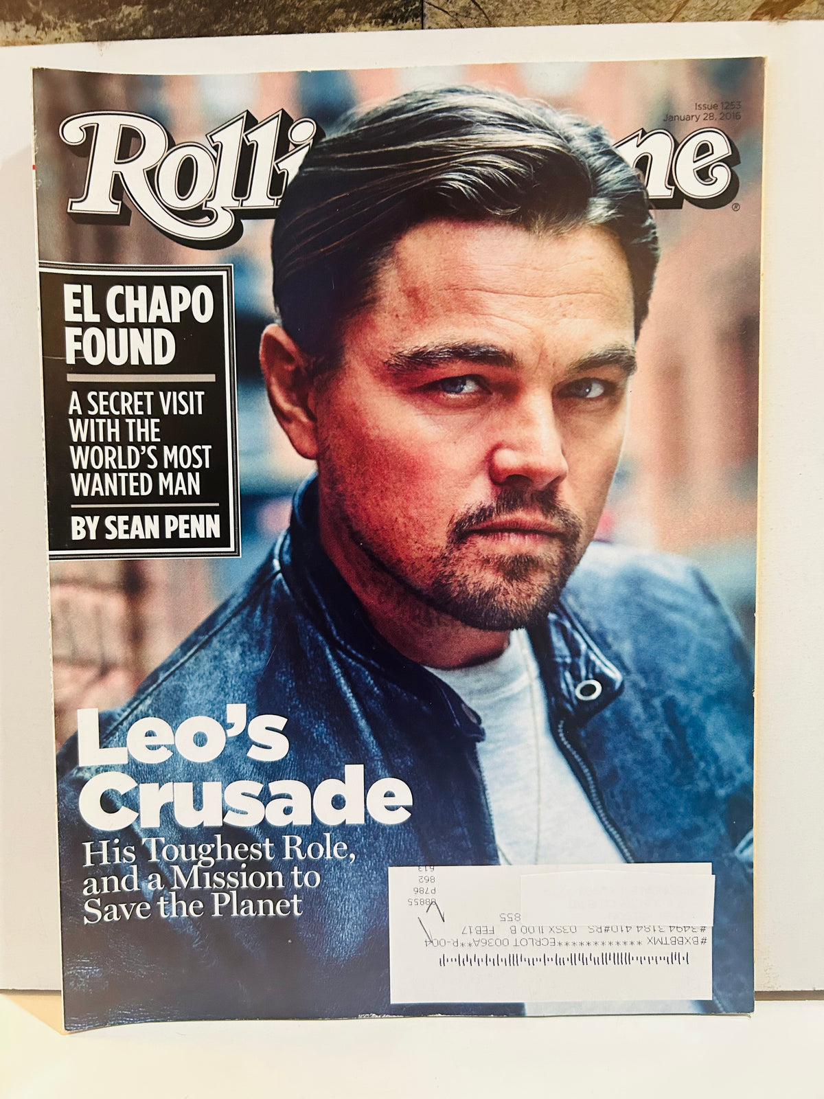 Rolling Stone January 28 2016 Leonardo DiCaprio Leo's Crusade cover with mailing label