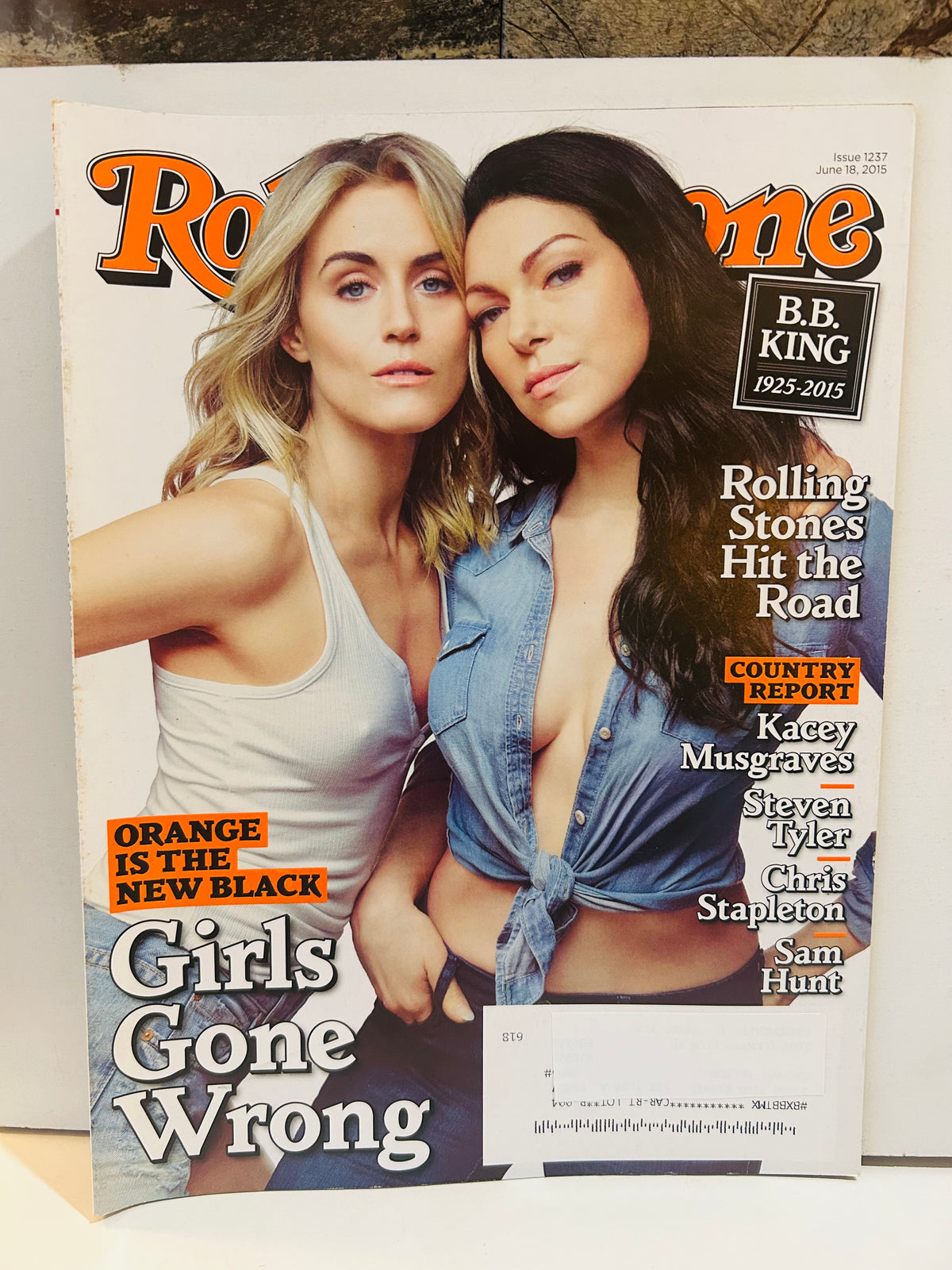 Rolling Stone June 18 2015 issue 1237 cover with Taylor Schilling and Laura Prepon and mailing label