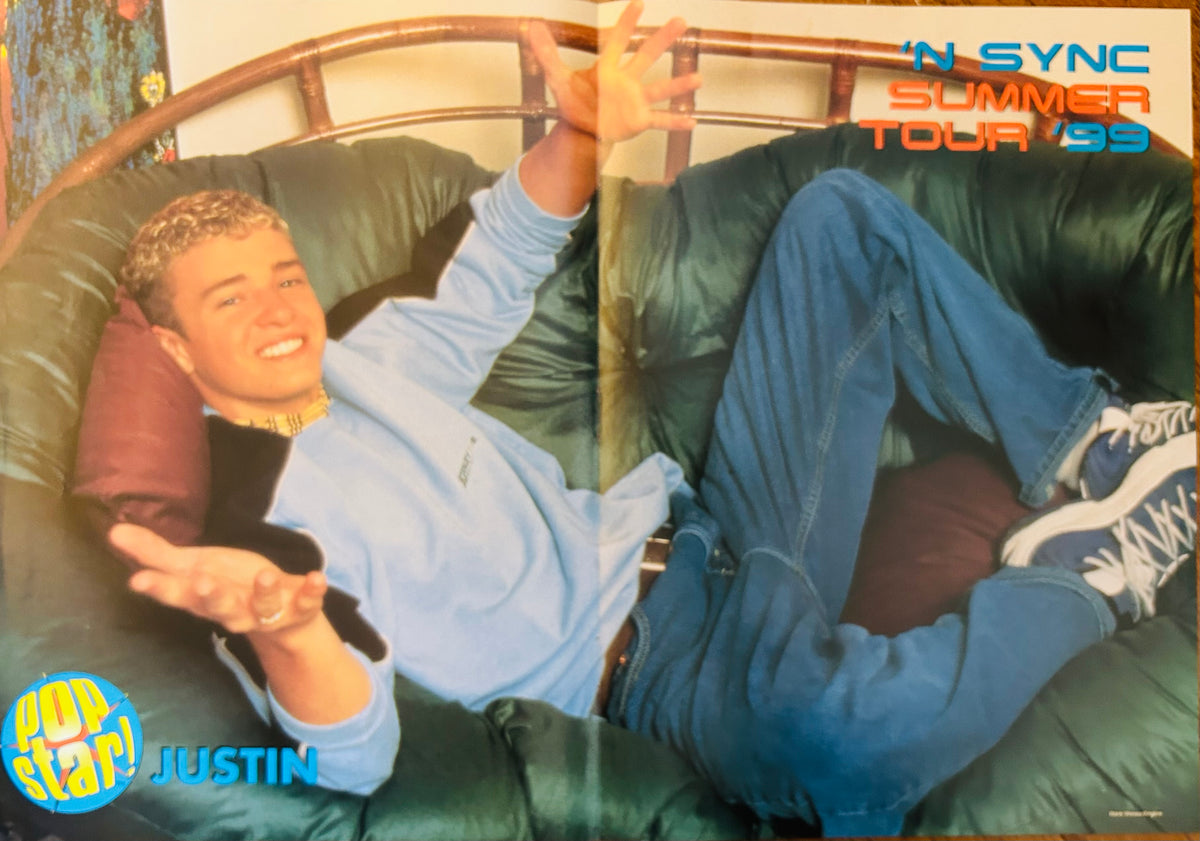 Justin Timberlake NSYNC Summer Tour 1999 portrait poster reverse side