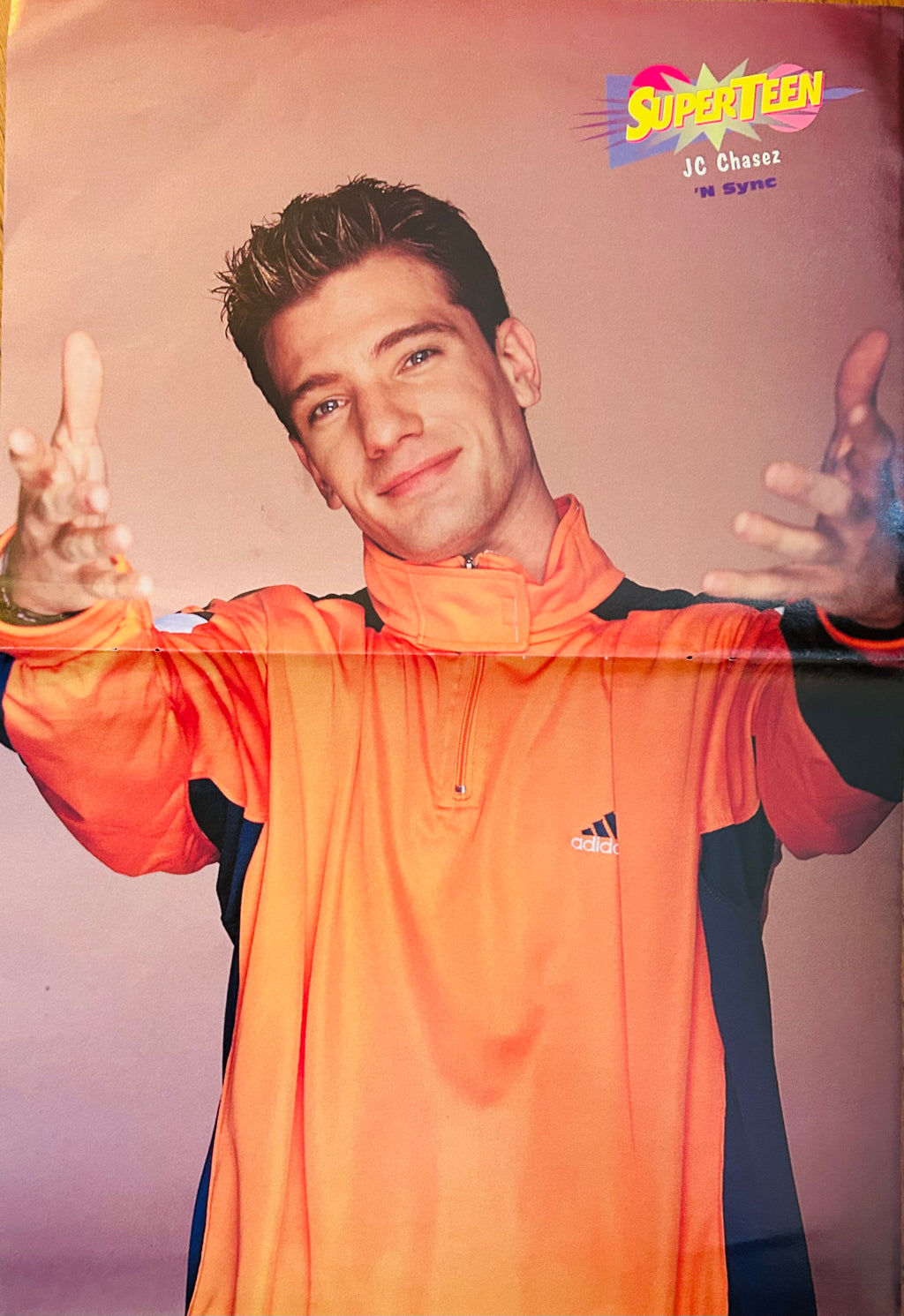 JC Chasez NSYNC SuperTeen poster reverse side in orange top