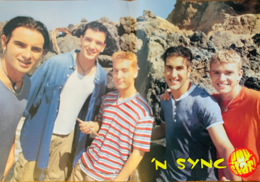 NSYNC outdoor group portrait with Fun Stuff logo reverse side