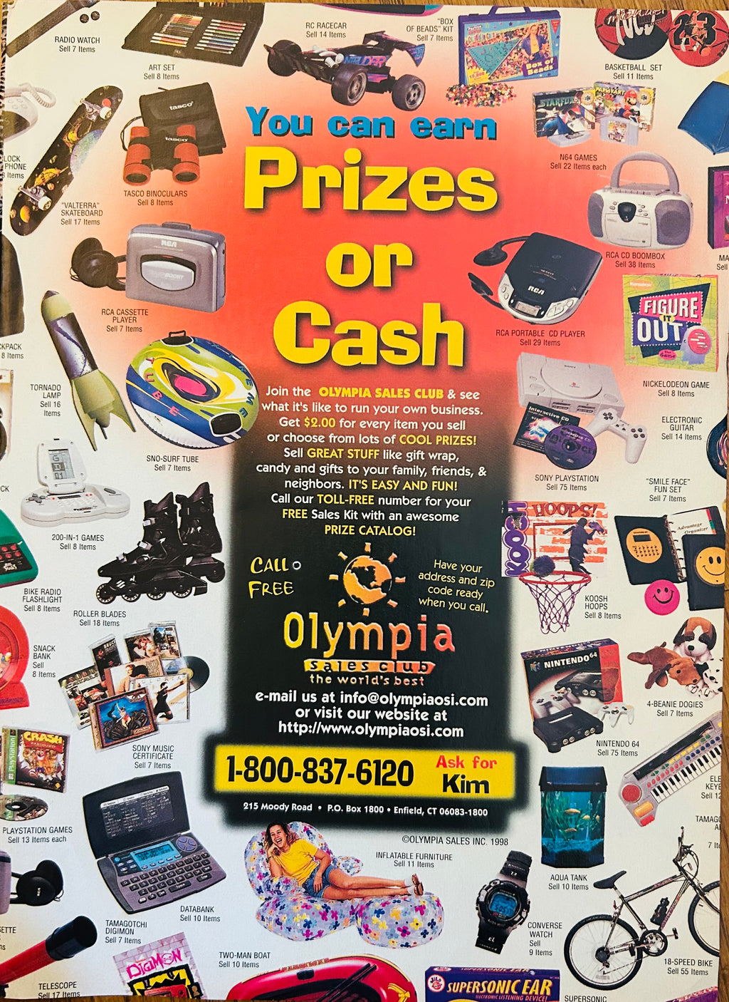 Vintage Olympia Sales Club prizes or cash advertisement reverse