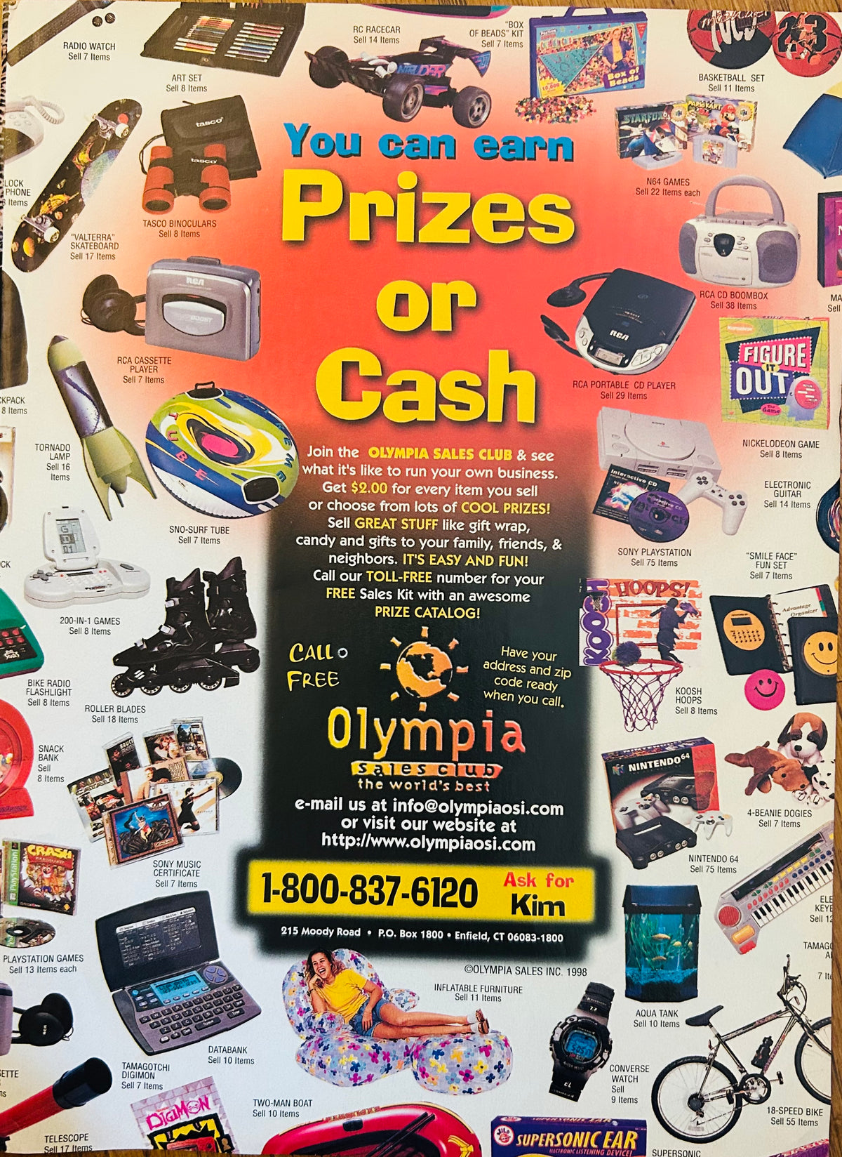 Vintage Olympia Sales Club prizes or cash advertisement reverse